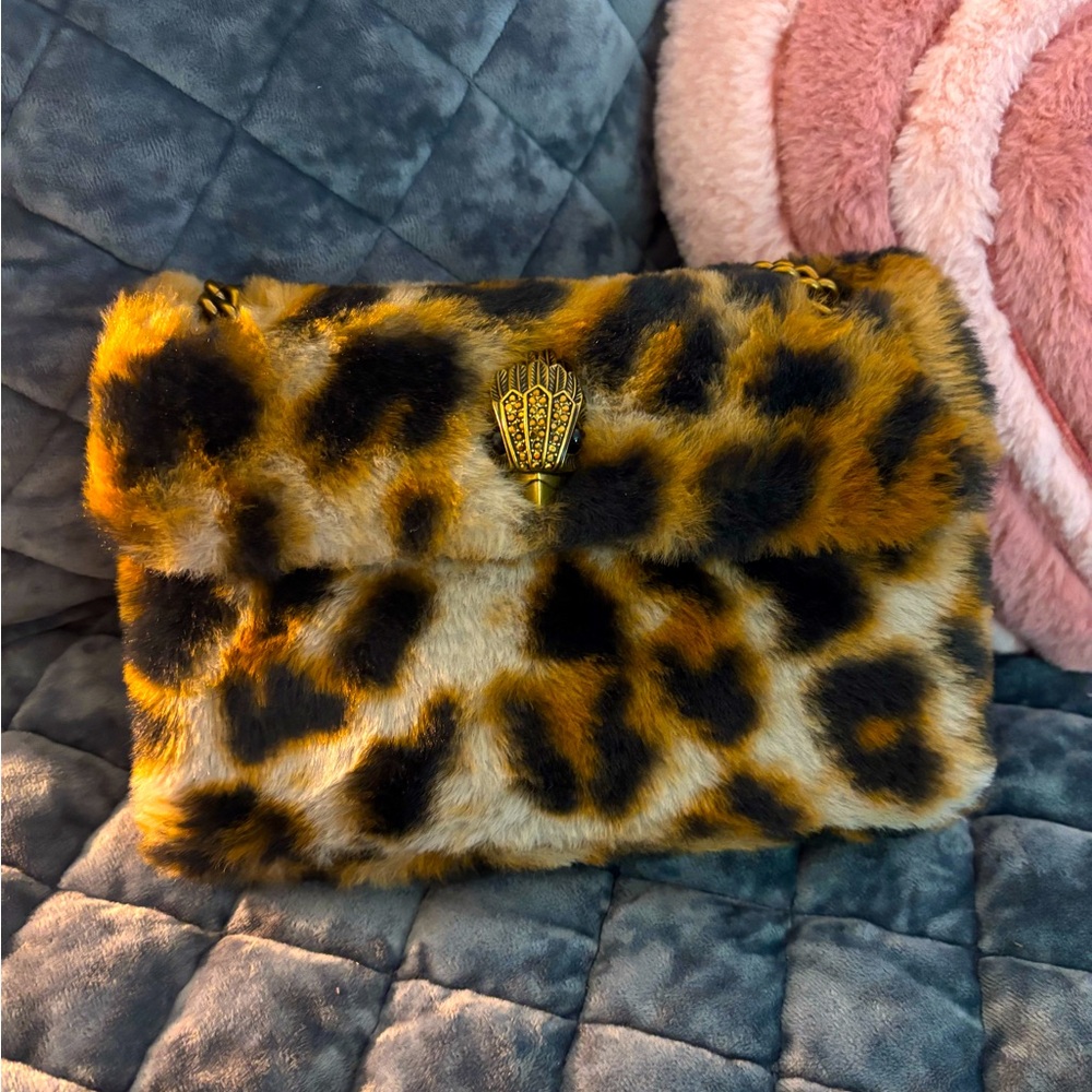 Kurt Geiger London Mini Kew Leopard Print Faux Fur Shoulder Bag